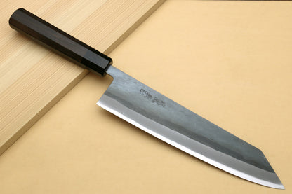 Yoshihiro Kurouchi Black-Forged Blue Steel Stainless Clad Kiritsuke Multipurpose Chef Knife (Ebony Handle)