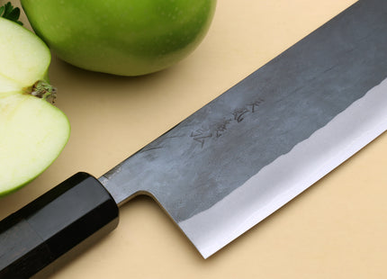 Yoshihiro Kurouchi Black-Forged Blue Steel Stainless Clad Nakiri Japanese Vegetable Knife (Ebony Handle)
