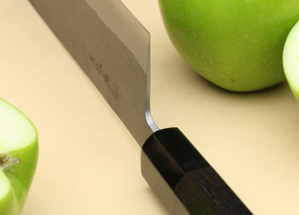 Yoshihiro Kurouchi Black-Forged Blue Steel Stainless Clad Nakiri Japanese Vegetable Knife (Ebony Handle)
