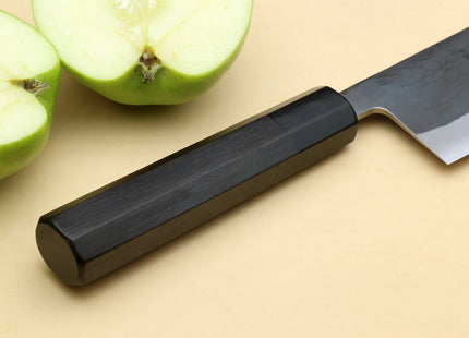 Yoshihiro Kurouchi Black-Forged Blue Steel Stainless Clad Nakiri Japanese Vegetable Knife (Ebony Handle)