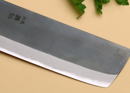 Yoshihiro Kurouchi Black-Forged Blue Steel Stainless Clad Nakiri Japanese Vegetable Knife Kaede Wood Handle