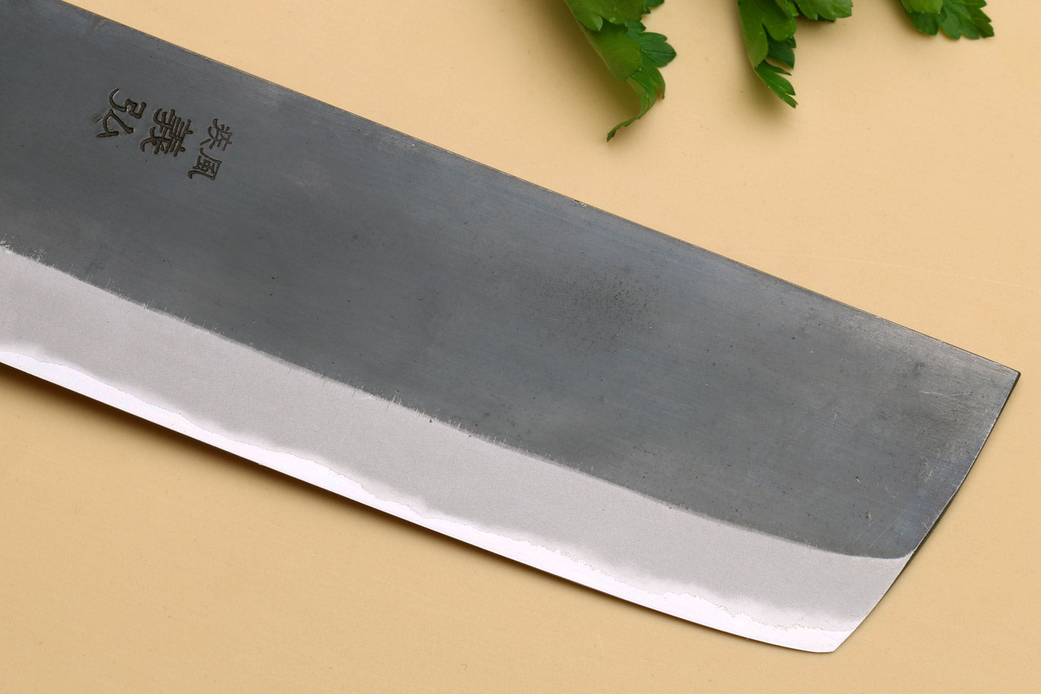 Yoshihiro Kurouchi Black-Forged Blue Steel Stainless Clad Nakiri Japanese Vegetable Knife Kaede Wood Handle