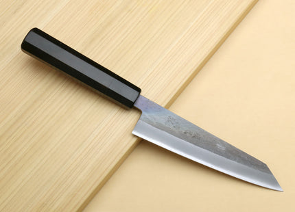 Yoshihiro Kurouchi Black-Forged Blue Steel Stainless Clad Petty-Kiritsuke Utility Knife (Ebony Handle)