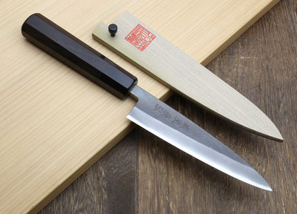 Yoshihiro Kurouchi Black-Forged Blue Steel Stainless Clad Petty Utility Knife (Ebony Handle)