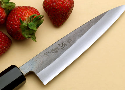 Yoshihiro Kurouchi Black-Forged Blue Steel Stainless Clad Petty Utility Knife (Ebony Handle)