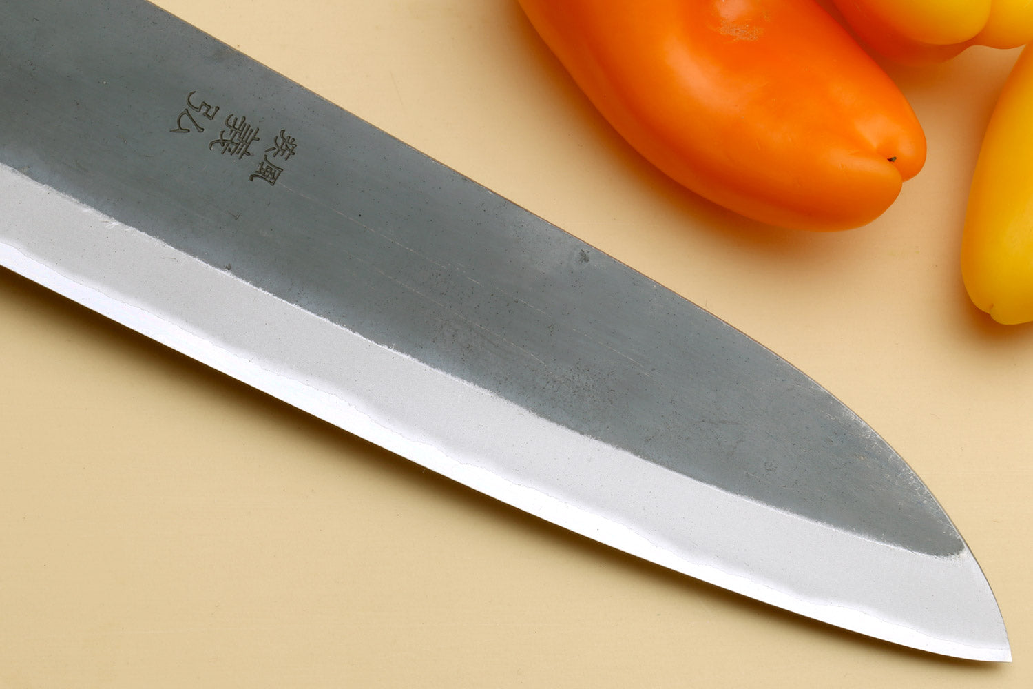 Yoshihiro Kurouchi Black-Forged Blue Steel Stainless Clad Santoku Multipurpose Knife Kaede Wood Handle