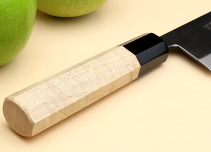 Yoshihiro Kurouchi Black-Forged Blue Steel Stainless Clad Santoku Multipurpose Knife Kaede Wood Handle