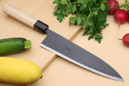 Yoshihiro Kurouchi High Carbon White Steel #2 Gyuto Japanese Chefs Knife with Camphor Handle