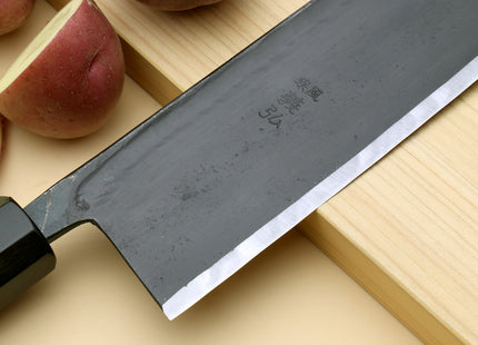 Yoshihiro Kurouchi High Carbon White Steel #2 Nakiri Japanese Vegetable Knife with Camphor Handle
