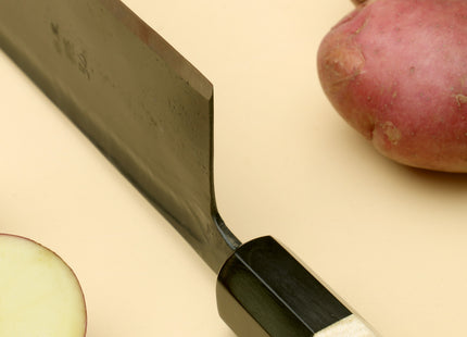 Yoshihiro Kurouchi High Carbon White Steel #2 Nakiri Japanese Vegetable Knife with Camphor Handle