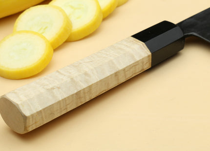 Yoshihiro Kurouchi High Carbon White Steel #2 Santoku Japanese Multipurpose Chef Knife with Camphor Handle