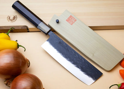 Yoshihiro Kurouchi Stainless Clad Nashiji High Performance SLD Gyuto, Nakiri & Petty 3pc Knife Set with Saya