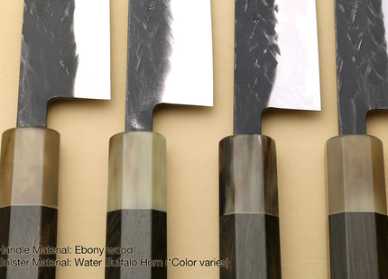 Yoshihiro Kurouchi Stainless Clad Nashiji High Performance SLD (Gyuto, Santoku, Nakiri, Sujihiki-Kiritsuke & Petty) 5pc Knife Set with Magnolia Saya
