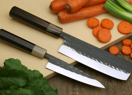 Yoshihiro Kurouchi Stainless Clad Nashiji High Performance SLD Nakiri & Petty 2pc Knife Set