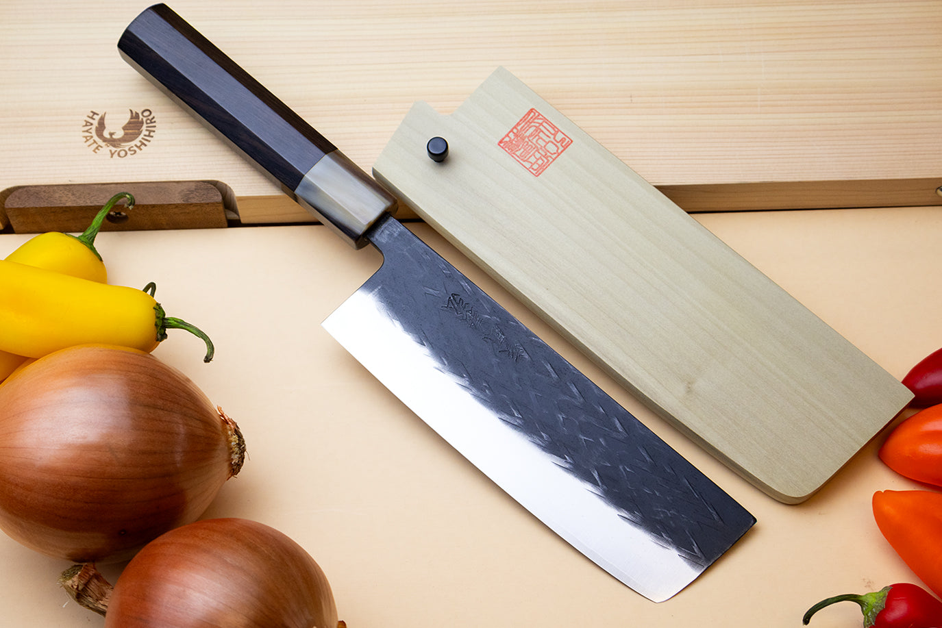 Yoshihiro Kurouchi Stainless Clad Nashiji High Performance SLD Nakiri Vegetable Knife