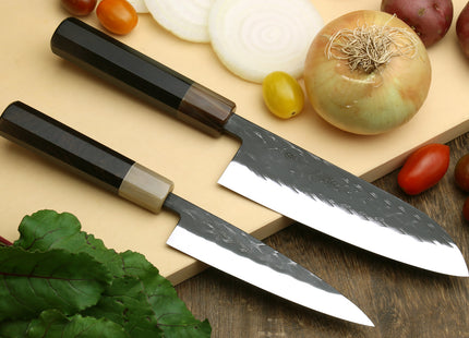 Yoshihiro Kurouchi Stainless Clad Nashiji High Performance SLD Santoku & Petty 2pc Knife Set