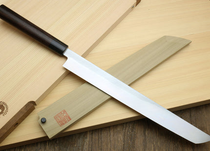Yoshihiro Left Handed Hongasumi White Steel Sakimaru Takobiki Sushi Sashimi Japanese Knife Shitan Handle