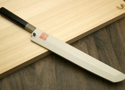 Yoshihiro Masashi Hongasumi White Steel Curved Sakimaru Takobiki Sushi Sashimi Japanese Knife Ebony Handle
