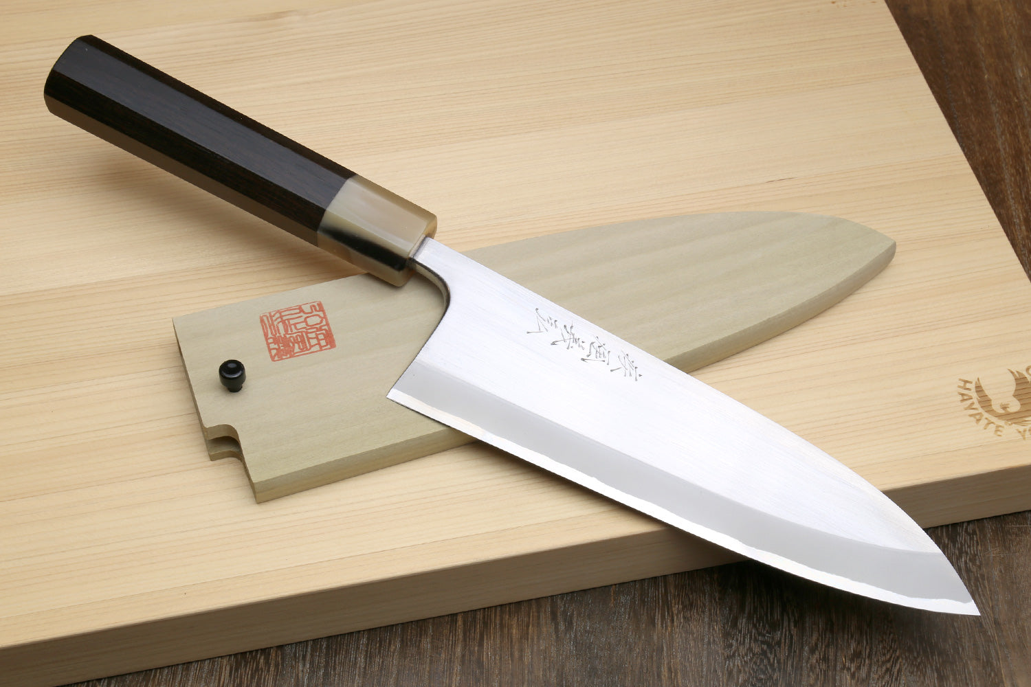 Yoshihiro Masashi Hongasumi White Steel Deba Fish Fillet Chef Knife with Ebony Handle