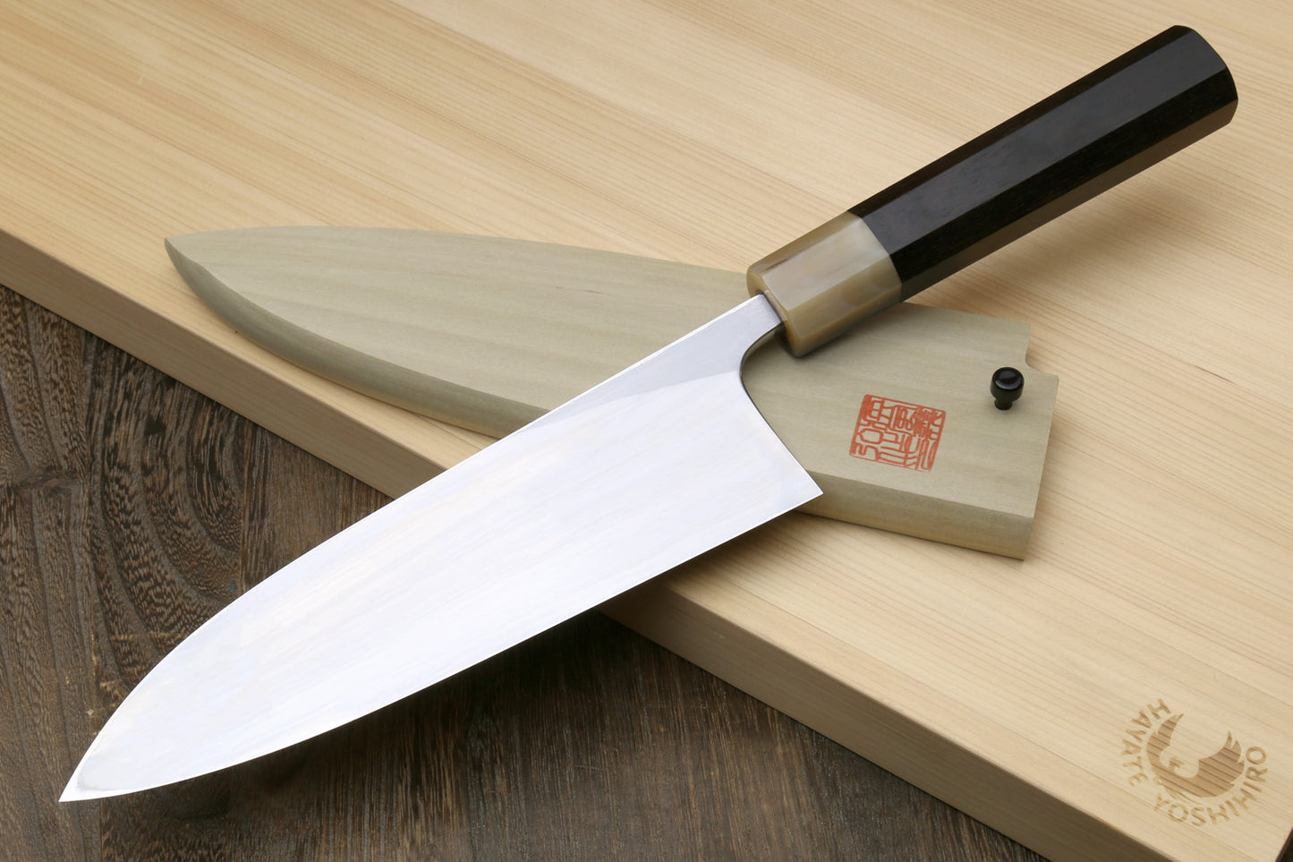 Yoshihiro Masashi Hongasumi White Steel Deba Fish Fillet Chef Knife with Ebony Handle