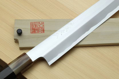 Yoshihiro Masashi Hongasumi White Steel Yanagi-Kiritsuke Sushi Sashimi Japanese Knife Ebony Handle