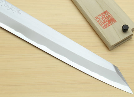 Yoshihiro Masashi Hongasumi White Steel Yanagi-Kiritsuke Sushi Sashimi Japanese Knife Ebony Handle