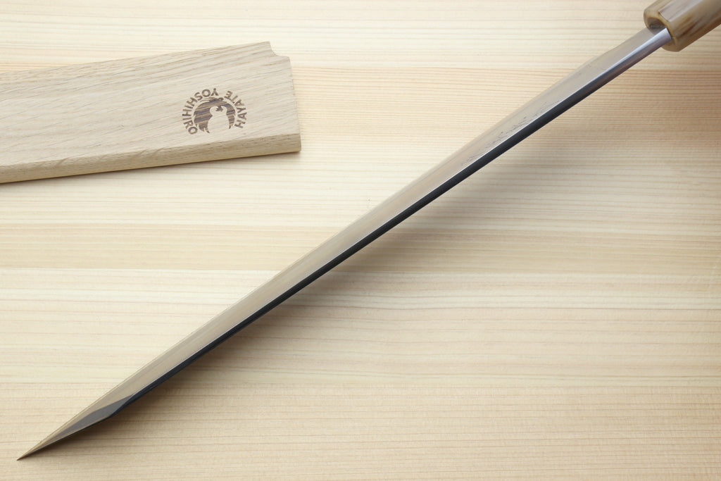 Yoshihiro Masashi Hongasumi White Steel Yanagi-Kiritsuke Sushi Sashimi Japanese Knife Ebony Handle