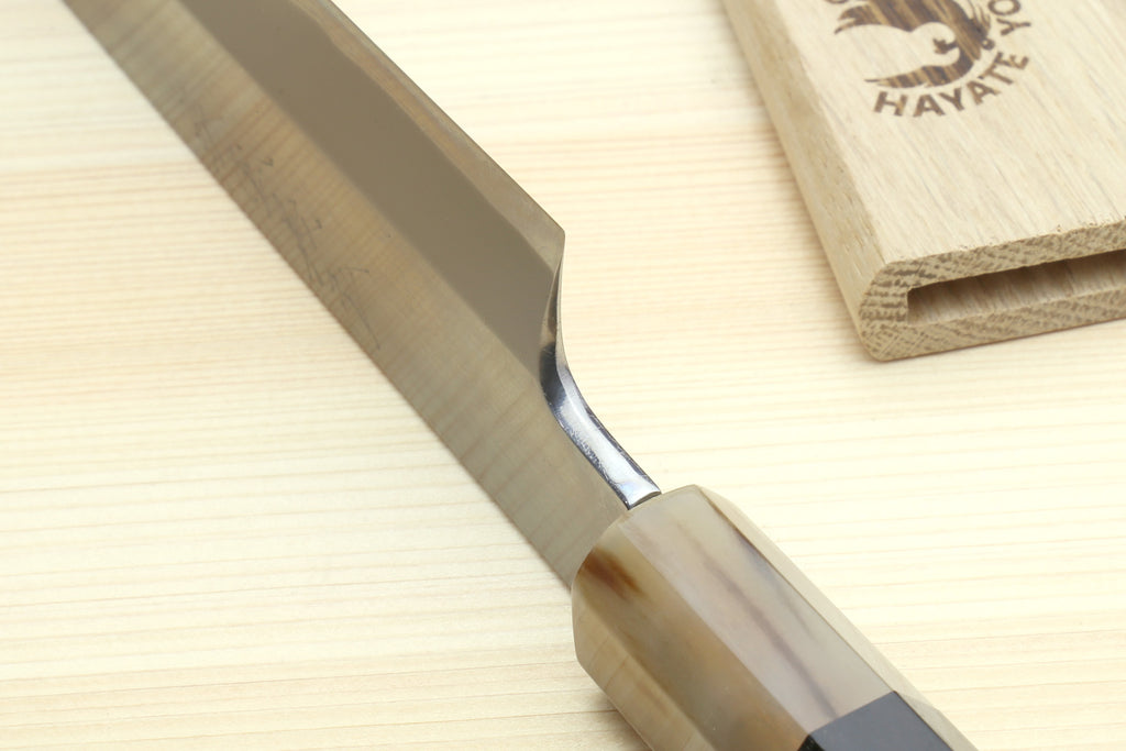 Yoshihiro Masashi Hongasumi White Steel Yanagi-Kiritsuke Sushi Sashimi Japanese Knife Ebony Handle