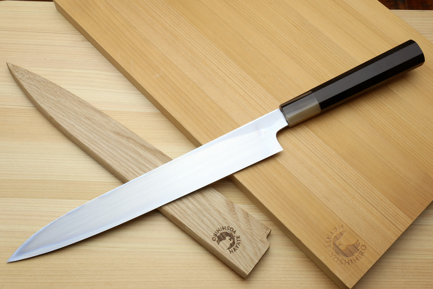 Yoshihiro Masashi Hongasumi White Steel Yanagi Sushi Sashimi Japanese Knife Ebony Handle