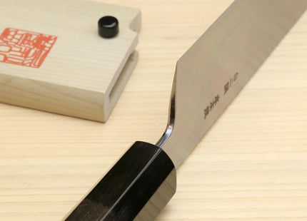 Yoshihiro Mizu Honyaki High Carbon White Steel #2 Mirror-Polished Namiukashi Edo Usuba Japanese Traditional Vegetable Knife Ebony Handle
