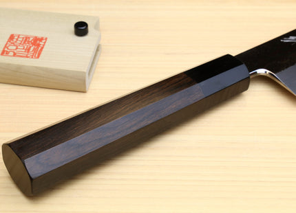 Yoshihiro Mizu Honyaki High Carbon White Steel #2 Mirror-Polished Namiukashi Edo Usuba Japanese Traditional Vegetable Knife Ebony Handle