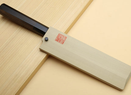 Yoshihiro Mizu Honyaki High Carbon White Steel #2 Mirror-Polished Namiukashi Edo Usuba Japanese Traditional Vegetable Knife Ebony Handle