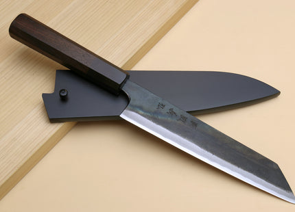 Yoshihiro Mizu Yaki Blue High Carbon Steel #1 Kurouchi Utility-Kiritsuke Japanese Knife Shitan Handle - Blade Length: 7"(180mm)