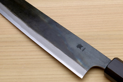 Yoshihiro Mizu Yaki Blue High Carbon Steel #1 Kurouchi Utility-Kiritsuke Japanese Knife Shitan Handle - Blade Length: 7"(180mm)