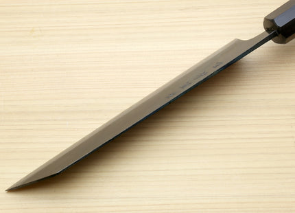 Yoshihiro Mizu Yaki Blue High Carbon Steel #1 Kurouchi Utility-Kiritsuke Japanese Knife Shitan Handle - Blade Length: 7"(180mm)