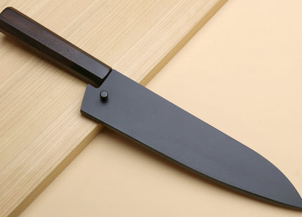 Yoshihiro Mizu Yaki Blue High Carbon Steel #1 Kurouchi Utility-Kiritsuke Japanese Knife Shitan Handle - Blade Length: 7"(180mm)