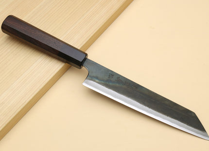 Yoshihiro Mizu Yaki Blue High Carbon Steel #1 Kurouchi Utility-Kiritsuke Japanese Knife Shitan Handle - Blade Length: 7"(180mm)