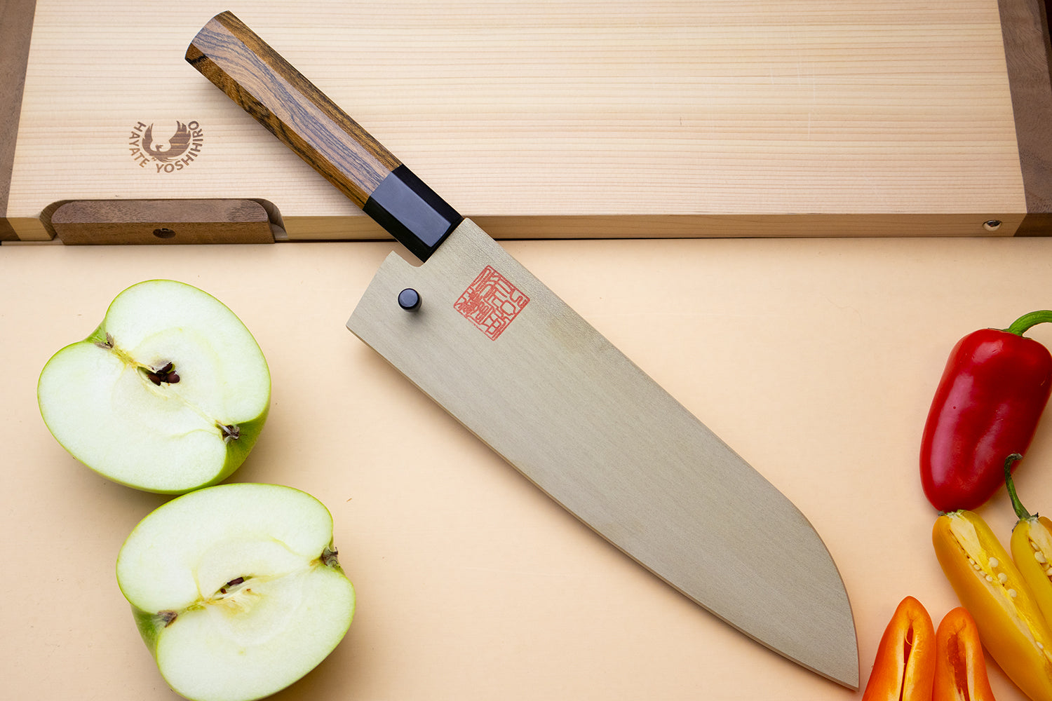 Yoshihiro Nashiji High Carbon White Steel #2 Japanese Bunka Chefs Knife with Cocobolo Wood Handle