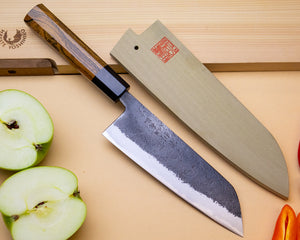 Yoshihiro Nashiji High Carbon White Steel #2 Japanese Bunka Chefs Knife with Cocobolo Wood Handle