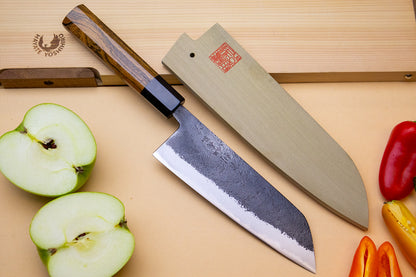 Yoshihiro Nashiji High Carbon White Steel #2 Japanese Bunka Chefs Knife with Cocobolo Wood Handle