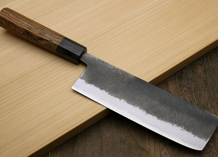 Yoshihiro Nashiji High Carbon White Steel #2 Japanese Nakiri Vegetable Knife with Cocobolo Wood Handle