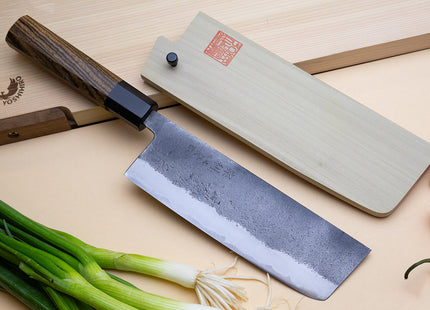 Yoshihiro Nashiji High Carbon White Steel #2 Japanese Nakiri Vegetable Knife with Cocobolo Wood Handle