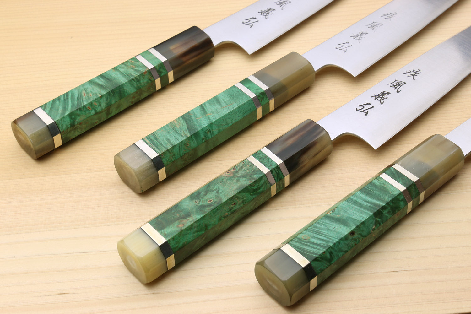 Yoshihiro SG-II (R-2) Semi-Stainless Petty Utility Knife Triple Ring Stabilized Maple Burl Handle