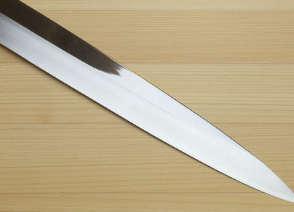 Yoshihiro SVG-10 Semi-Stainless Steel Mirror Finished Yanagi Sushi Sashimi Japanese Knife Ebony Handle with Triple Nickel Silver Ring