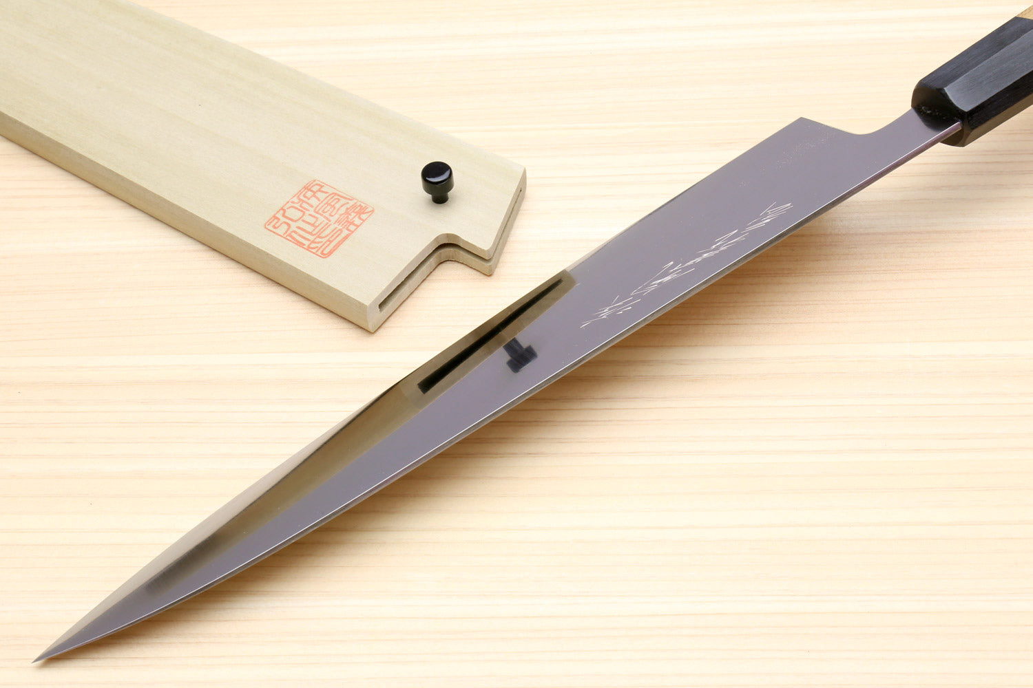 Yoshihiro VG-1 Gold Stainless Steel Gyuto Japanese Chefs Knife Ambrosia Handle with Saya Cover