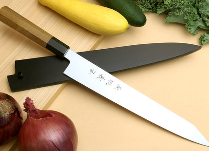 Yoshihiro VG-1 Gold Stainless Steel Sujihiki Kiritsuke Japanese Slicer Chefs Knife Ambrosia Handle