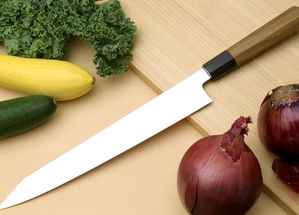 Yoshihiro VG-1 Gold Stainless Steel Sujihiki Kiritsuke Japanese Slicer Chefs Knife Ambrosia Handle