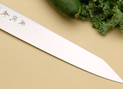 Yoshihiro VG-1 Gold Stainless Steel Sujihiki Kiritsuke Japanese Slicer Chefs Knife Ambrosia Handle