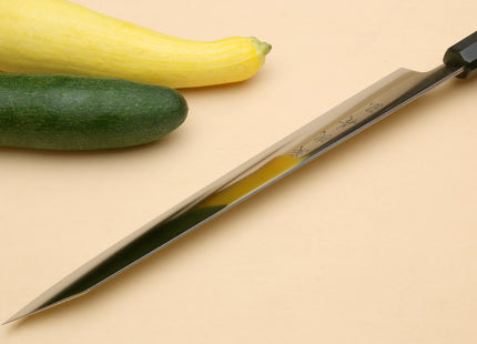 Yoshihiro VG-1 Gold Stainless Steel Sujihiki Kiritsuke Japanese Slicer Chefs Knife Ambrosia Handle