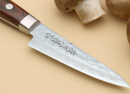 Yoshihiro VG-10 16 Layer Hammered Damascus Stainless Steel Paring Knife 3.2"